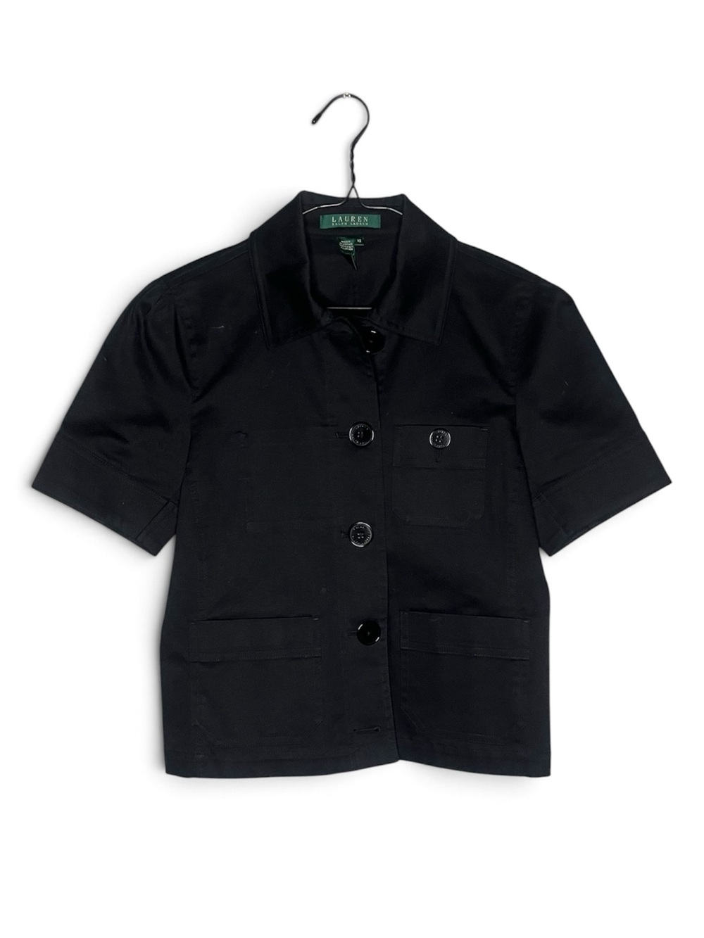 Lauren Ralph Lauren Black Short-Sleeve Button-Front Shirt